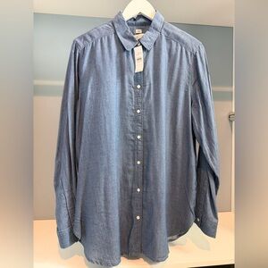 NWT LOFT Chambray Button-Down. Sz large. The Softened Shirt. So soft. Brand new!